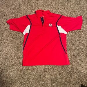 Majestic Red Polo Shirt with White and Navy Accents
